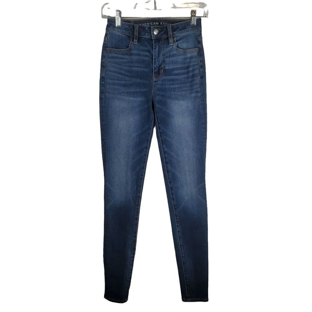 AMERICAN Eagle 0 Long Super Hi-Rise Jeggings skinny Jeans 360 Next Level Stretch